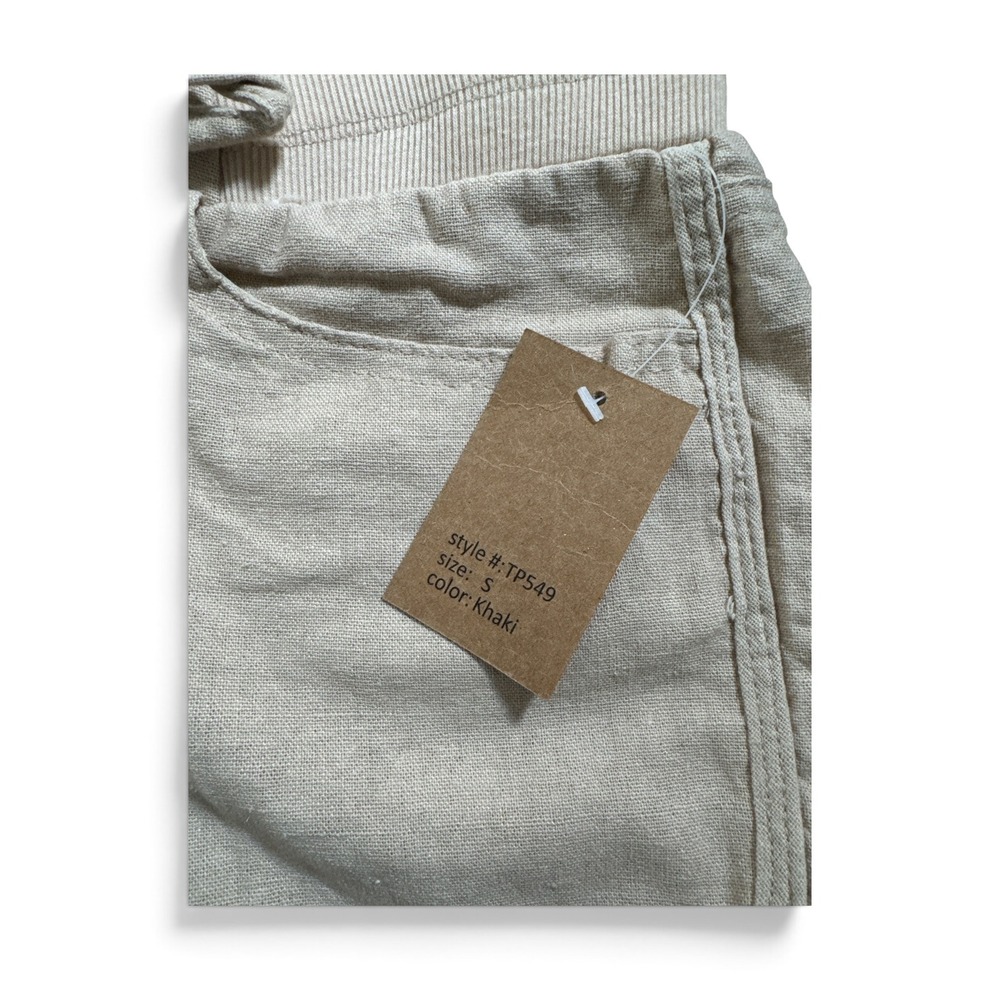 Cest Toi Womens Khaki Linen Blend Drawstring Dolphin Shorts TP549 Size S NEW - Picture 6 of 8